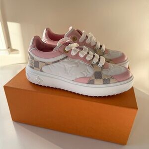 Louis Vuitton Pink and White Checkered Sneakers